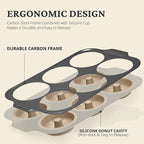 BRONYPRO Silicone Donut Pan for Baking with Metal Frame, 3.35 Inch Large doughnut pan,donut molds for baking Nonstick Non Toxic Bakeware for Oven, Brown