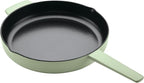 KitchenAid Enameled Cast Iron Frying Pan/Skillet with Helper Handle and Pour Spouts, 12 Inch, Pistachio