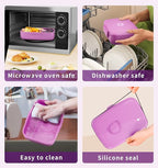 Bento Lunch Box with Kids/Adults, 5 Compartments Leakproof Lunch Container with Dressing Cup, Eco-Friendly Double Insulated Boxes, Dishwasher and Microwave Safe, BPA-Free (purple)
