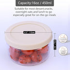 16 oz Glass Food Storage Containers - Clear, Meal Prep Containers, Freeze Bowls, Microwave Safe (2pcs)