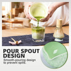 Matcha Whisk Bowl Set, 7PCS All-in-One Japanese Tea Set Includes Matcha Bowl with Spout, Bamboo Whisk (Chasen) with Stand, Scoop, Sifter, Complete Kit for Ceremony, Gift for Matcha Tea Lovers(Green)