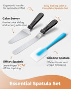 Kootek Aluminium Cake Turntable Set, Baking Tools with Revolving 12" Cake Stand for Decorating, 12.7" Offset Spatula, 3 Stainless Steel Frosting Icing Smoother, Cake Serve Cake Decorating Kit Supplies