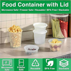 Deli Food Containers with Lids 12 oz-50 Pack Meal Prep Containers Food Storage Containers with Lids Stackable, Leakproof, BPA Free, Microwave Dishwasher Freezer Safe for Takeout Meal