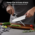 14-Piece Kitchen Knife Set with Oak Wood Block – 3Cr13 Stainless Steel Knife Block Set with Chef Knife, Santoku, Bread, Utility, Paring & 6 Steak Knives, Kitchen Shears & Sharpening Rod
