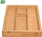 Bamboo Silverware Organizer, Expandable Kitchen Drawer Organizer and Utensil Organizer, Cutlery Tray with Drawer Dividers for Kitchen Utensils and Flatware, Bedroom, Living Room (Natural)