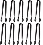 10 Pack Small Ice Tongs Sugar Tongs, Stainless Steel Mini Serving Appetizers Tongs for Party Coffee Tea Wine Bar Kitchen (Black)