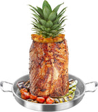 Stainless Steel Multi-Function Pastor Skewer Turkey Roasting Pan Suitable for Fried Corn Tortillas (Al Pastor), Shawarma Skewers,Chicken Leg Rack for Grill (Extra Large)