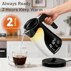 1.25L Cute Penguin Electric Kettle with Temperature Control,2H Keep Warm, Double Wall Cool-Touch,1200W Quiet Boil,BPA-Free,Cordless - Electric Tea Kettle for Home,Office, Kids (Black)