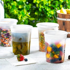 GUSTO [32 oz. - 24 Count Plastic Deli Containers with Lids - Disposable Food Storage Containers With Airtight Lids, Ideal for Soups, Stews, and Meal Prep (Formerly Comfy Package)
