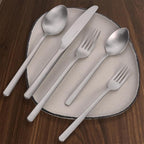 KINGSTONE 40 Piece Silverware Set, Flatware Set for 8, 18/10 Stainless Steel Cutlery Set Mirror Polished Modern Design Dishwasher Safe, Matte Silver