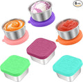 6 PCS Salad Dressing Container to Go,Handy Leakproof Stainless Steel Meal Prep Containers Reusable,Sauce Containers for Lunch Box, Picnics, Travel, Office and Kitchen Storage-1.6oz+2.7oz