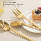 KINGSTONE Large Hostess Gold Serving Utensils Set, 18/10 Stainless Steel -10 inch Serving Spoons, Slotted Spoons, Forks, Tongs, Cake Pie Server, Butter Knife, Sugar spoon for Buffet, Wedding, Party