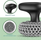 Cast Iron Scrubber | Dish Scrub Brush | 316 Cleaner Chainmail Scrubber for Cast Iron Pan Skillet Cleaner - Dish Scouring Pad Dishwasher Safe Cleaning Kit, Black 02