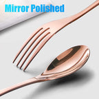 Lemeya 24-Piece Rose Gold Silverware Set with Steak Knives,Forged 18/10 Stainless Steel Cutlery Set for 4,Modern Heavy Duty Flatware Utensils Set,Forks Spoons and Knives Set,Dishwasher Safe