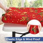 homing Rectangle Table Cloth Cover, Waterproof Polyester Elastic Fitted Tablecloth, Fits for 8 Foot Folding Tables, Washable Table Protector for Christmas, Holiday, Party (Flowers, 30" x 96")