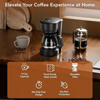 Compact 5-Cup Coffee Maker: Featuring Brew-Pause Technology, a Permanent Filter, and Simple One-Touch Operation. Enjoy Auto Keep-Warm Coffee, Perfect for Home/Office/Outside-Black.