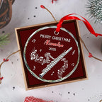 Custom Musical Instrument Christmas Ornament With Text & Name, Flute Instrument Glass Keepsake Gifts For Flutist, Personalized Flute Player Xmas Glass Ornament, Music Lovers Ornaments Christmas 2025