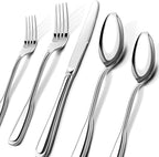 Silverware Set for 8, Stainless Steel Cutlery Set with Wide Handles, Mirror Polished Utensils Heavy Duty Spoons and Forks Set, Dishwasher Safe (Silver, 40 Pieces for 8)
