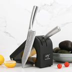 Damascus Kitchen Knife Set with Block, 4 Pieces Knife Block Set with Hammered Patterns Ergonomic Handles, 67 Layer Handmade Damascus VG10 Steel Core NF-D0519T-4B