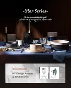 famiware Star 8.25" Pasta Bowls, Large Dinner Bowls Set of 6, Salad Bowl Plates, Shallow Bowls for Eating, Matte White (Full Glaze)