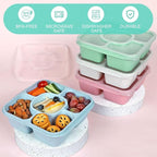 Caperci Original Bento Snack Box and Lunchable Containers for Kids & Adults - 5 Compartment Food Storage Containers for Snacks and Meals, Wheat Straw, BPA-Free, Set of 4 (Multicolor & Clear Lids)