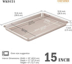 CHEFMADE 15-Inch Baking Sheet Pan, Non-Stick Carbon Steel Rimmed Cookie Sheet Pan for Oven Roasting Meat Bread Jelly Roll Battenberg Pizzas Pastries 10.6" x 15.6" x 1" (Champagne Gold)