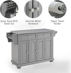 Crosley Furniture Alexandria Stainless Steel Top Rolling Kitchen Island Storage Cart, Microwave Stand, Gray