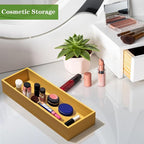 Bamboo Drawer Silverware Organizer, Silverware Tray, Flatware Organizer, Bamboo Storage Box Suitable for Office, Bathroom and other objects storage (14.2"x5"x2"-Set of 2)