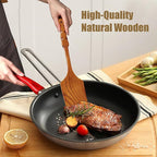 13.7" Long Wooden Spoons for Cooking and Wooden Spatulas for Cooking, Non-Stick Wooden Kitchen Utensils Set