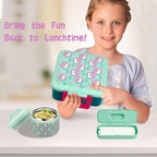 Bento Lunch Box for Kids with 8oz Soup Thermo,Leak-Proof Lunch Containers with 5 Compartment,Thermo Food Jar Food Containers for School (Blue-Unicorn)