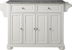 Crosley Furniture Alexandria Granite Top Rolling Kitchen Island Storage Cart, Microwave Stand, Spice Rack, White