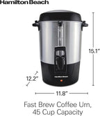 Hamilton Beach 45 Cup Fast Brew Coffee Urn and Hot Beverage Dispenser, 40521