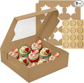 9-Count Cupcake Boxes with Window and Insert, 9x9x3 Inch, Brown, Suitable for Cupcakes, Muffins, and Cookies, 8 Pack