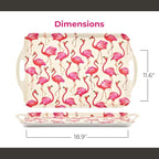 Pimpernel Sara Miller London Flamingo Collection Melamine Tray – (19.25" x 11.5") Large Rectangular Platter with Handles, Decorative Tropical Bird Print for Serving Meals & Beverages