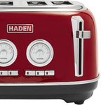 Haden Dorset 4 Slice Wide Slot Stainless Steel Toaster with Adjustable Browning Control & Non-Slip Feet, Rectory Red