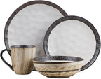 Stone Lain Lucy Porcelain 16-Piece Round Dinnerware Set, Beige