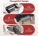 95KPa Vacuum Sealer Machine for food,Full Automatic with Double 12mm Heat Seal, 10in 1 Modes, Built in Cutter & Bag Storage, Includes 1 Roll and 10pcs Pre cut Bags