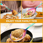 Rainbow Serving Utensils Set Stainless Steel, 15pcs Large Metal Serveware Serving Spoons, Slotted Spoons, Forks, Tongs, Soup and Skimmer Spoon, Cake Server for Partie, Buffet, Catering, Entertaining