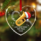 Customized Tuba Player Christmas Glass Ornament 2025, Personalized Tubaist Xmas Ornament with Text Name & Year, Tuba Instrument Christmas Tree Ornaments, Gifts for Men Women Music Lovers