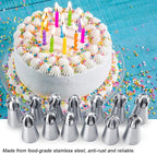 13 PCS Russian Piping Tips, Stainless Steel Russian Piping Tips Set, Russian Tips Set for Decorating Cake Cream Cookies Pastry Baking Tools