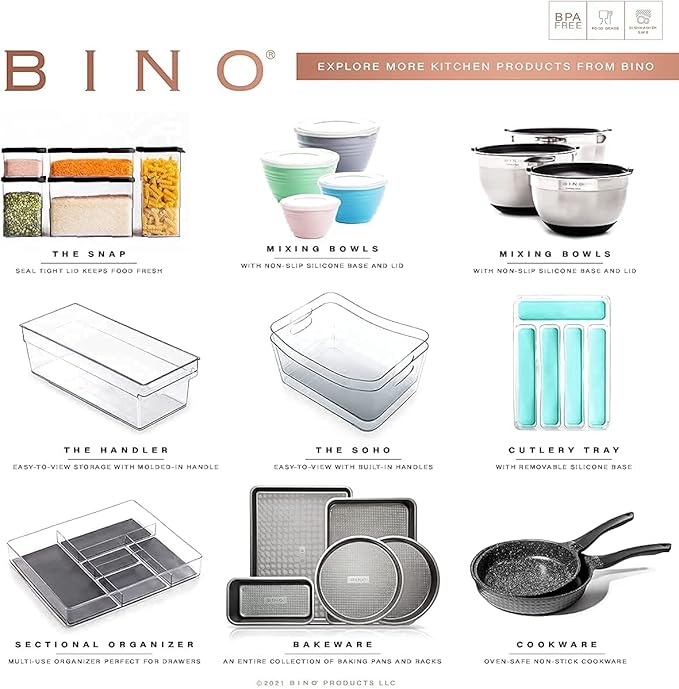 BINO | Clear Storage Organizer, Medium | THE HOLDER COLLECTION | Clear Containers for Organizing with Built-in Handles | Pantry Organization and Storage | Fridge Organizer | Smart Bin Cabinet