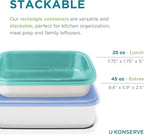 U Konserve Stainless Steel Rectangle Food Storage Bento Box Container, Leak Proof Silicone Lid Dishwasher Safe - Plastic Free, (25oz Cosmice Blue)