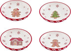 Bico Traditional Gingerbread Man Pasta Bowls, 35oz Salad Bowl Set of 4, Large Ceramic Serving Dinner Bowls for Soup and Cereal, Microwave and Dishwasher Safe, Gift for Housewarming and Holiday