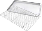 USA Pan 1607CR Bakeware Extra Large Sheet Baking Pan and Bakeable Nonstick Cooling Rack Set, XL, Metal