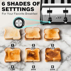 PYY Commercial Toaster 4 Slice for Restaurant - Wide Slots 1.57 inch Stainless Steel 6-Level Setting, with Removable Crumb Tray, 225 Slices/Hour 1800W - Bread, Bagels, Breakfast, Texas Toast