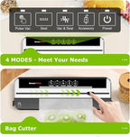 Bonsenkitchen Vacuum Sealer for Food, Multi-functional & Compact Vacuum Sealer Machine with the Latest Airtight Technology | Bag Cutter | ETL Listed | (Silver-Black)