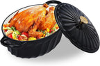 Enameled Oval Dutch Oven Pot with Lid, 7 QT Cast Iron Dutch Oven with Dual Handles for Cooking, Bread Baking, Frying, Non-stick Enamel Coated Oven (Black)