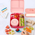 Bento Lunch Box for Kids with 8oz Soup Thermo,Leak-Proof Lunch Containers with 5 Compartment,Thermo Food Jar Food Containers for School (Pink-Jellyfish)