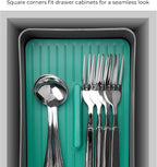 Linoroso Silverware Drawer Organizer with 4 Compartments, Adjustable, BPA Free, Silverware Drawer Organizer - Green