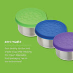 LunchBots 4.5 oz Stainless Steel Dressing Container for Condiments, Dips, Snacks, Dipping Sauce Cups with Silicone Lid, Fits in Lunch Bags and Bento Boxes - Set of 2 (Blue)